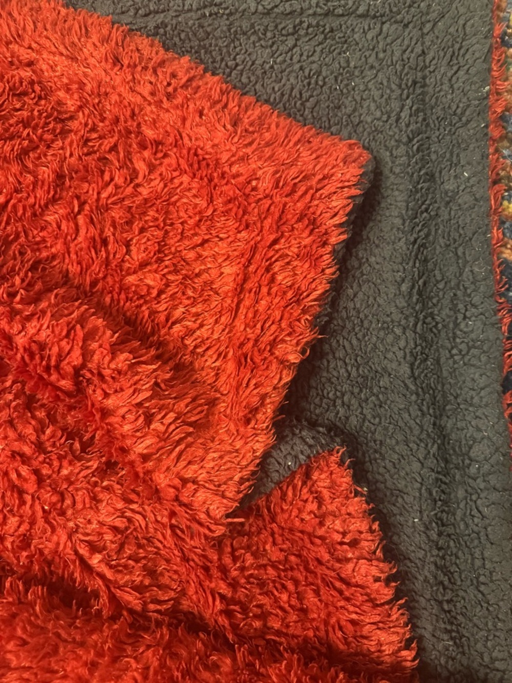 Pottery Barn Red and Charcoal Plush Throw